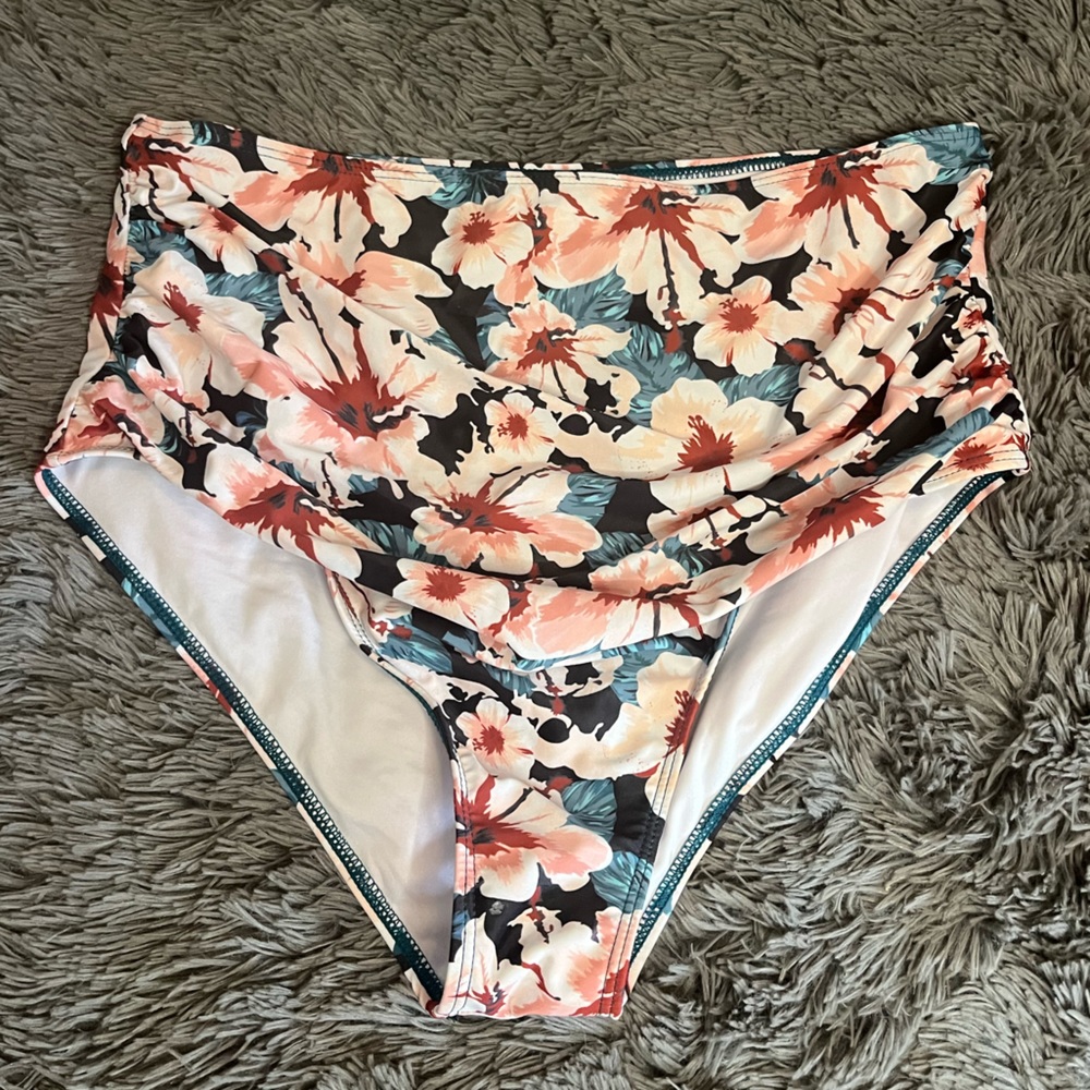 🌸High Waisted-Tummy Control Bathing Suit Bottoms/Size XL